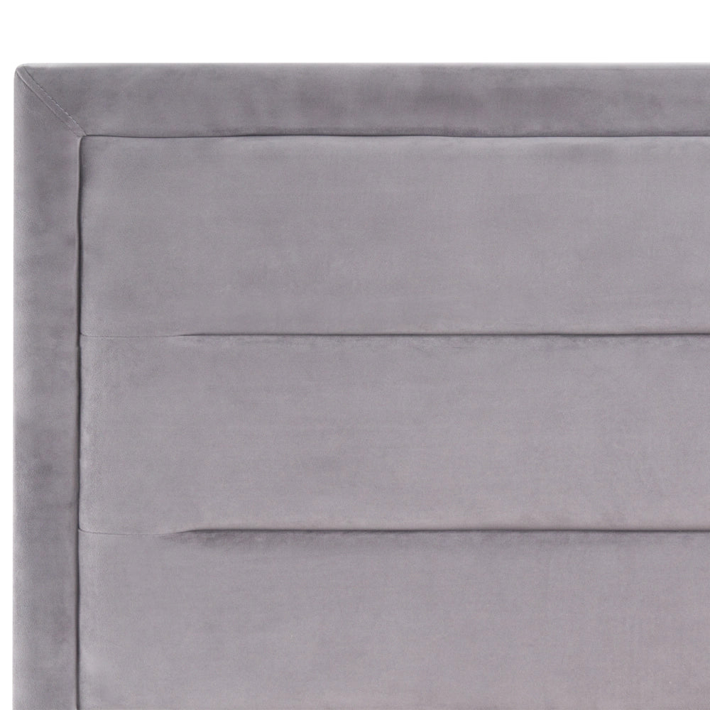 Letto matrimoniale in velluto grigio scuro 160 x 200 cm con testiera imbottita stile moderno