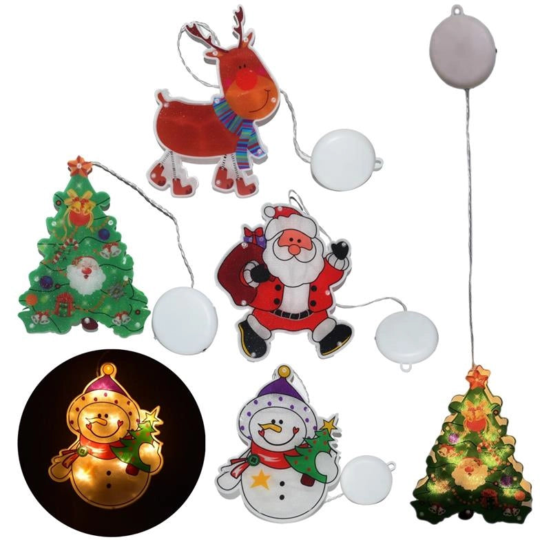 HIGH TECH FIGURA LUMINOSA BABBO NATALE/ RENNA O ALBERO DI NATALE 10 LED CON BATTERIA - DA APPENDERE ASSORTITO