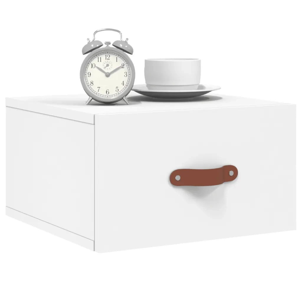 Comodino a Muro-Tavolino da notte sospeso Bianco 35x35x20 cm 432812