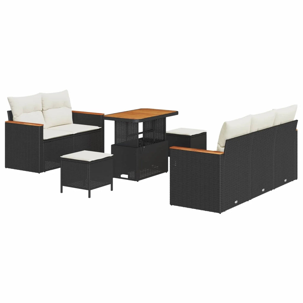 Set Divano da Giardino 8 pcs Nero polyrattan 3362860