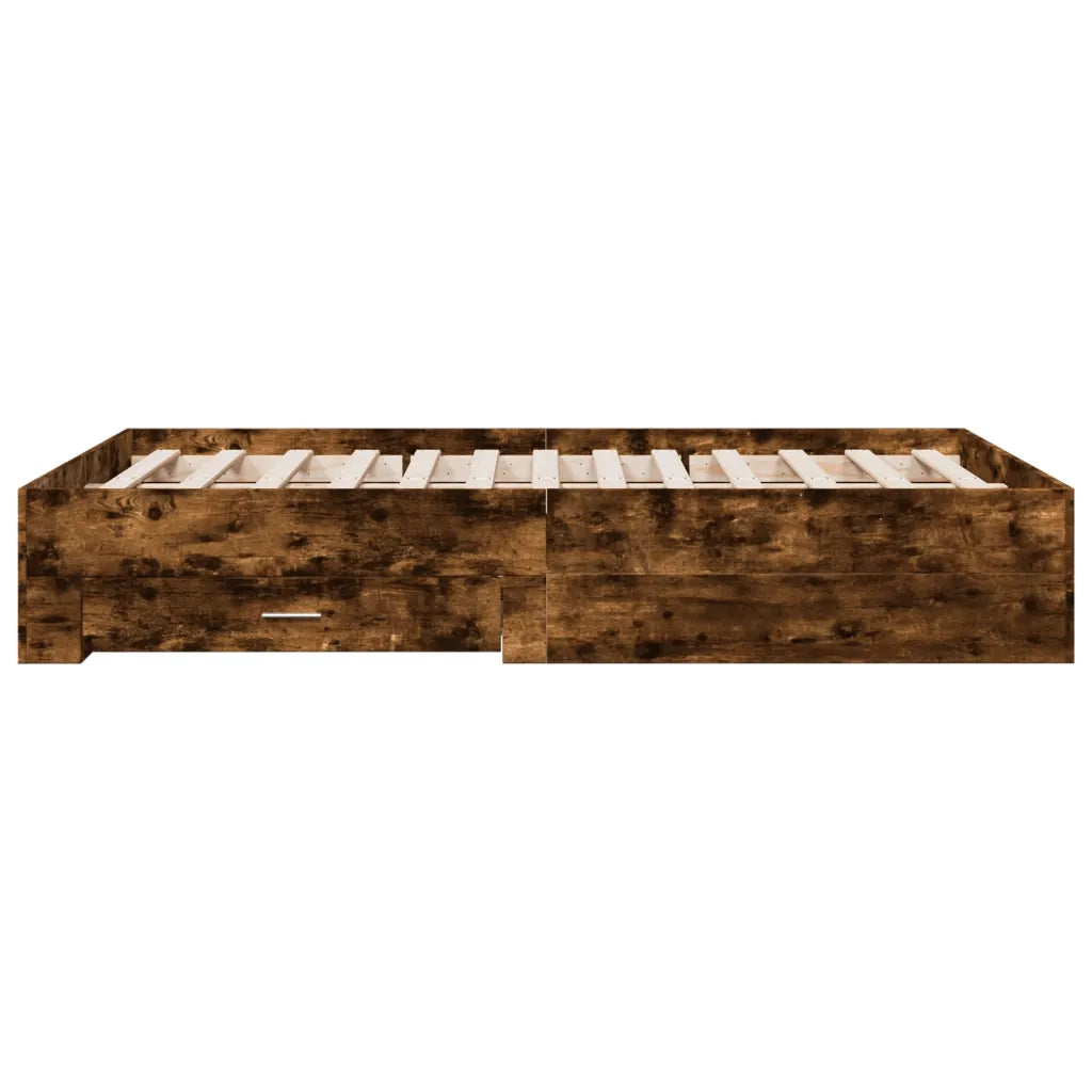 Giroletto con Cassetti-Struttura Letto con contenitore Rovere Fumo 120x190 cm Legno Multistrato 304689