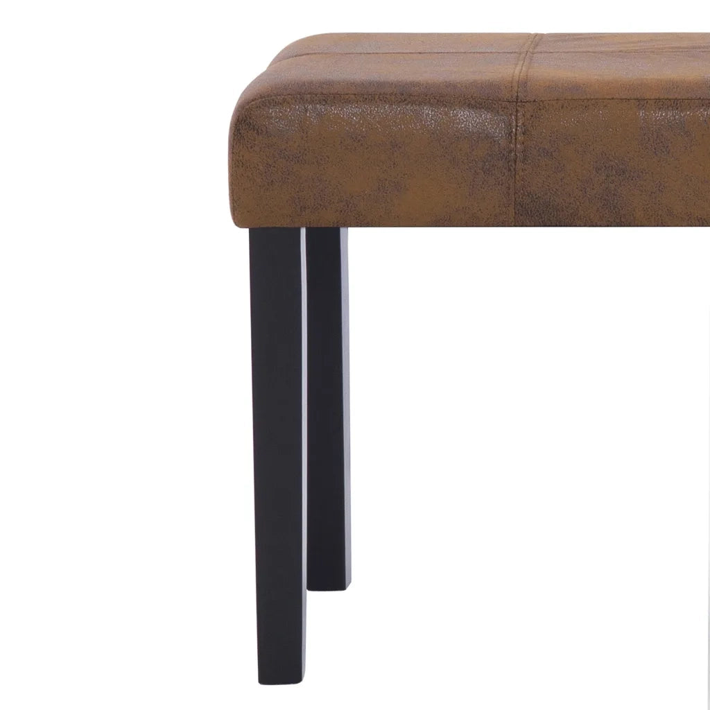 Panca-Sgabello 106 cm Marrone in Pelle Scamosciata Artificiale