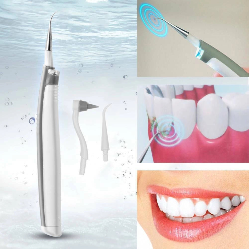 Trade Shop - Pulizia Denti Ad Ultrasuoni Con Led A Batterie Rimozione Tartaro Placca Macchie -