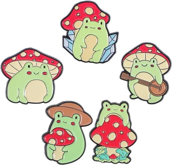Set di 5 Broches a forma di Rana per Borse e Borse da Spalla