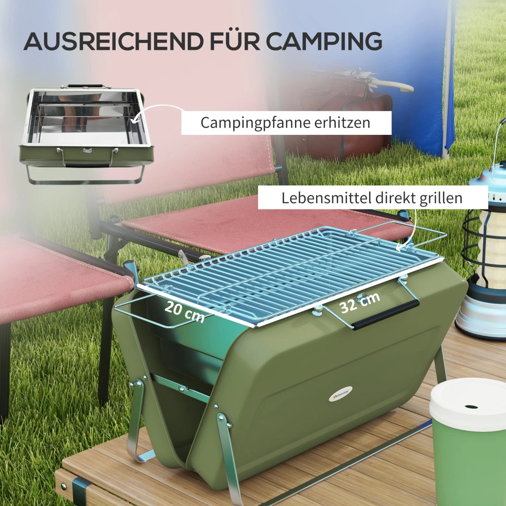 Grill da viaggio pieghevole ¨C Zephmum ¨C Griglia a carbonella, verde