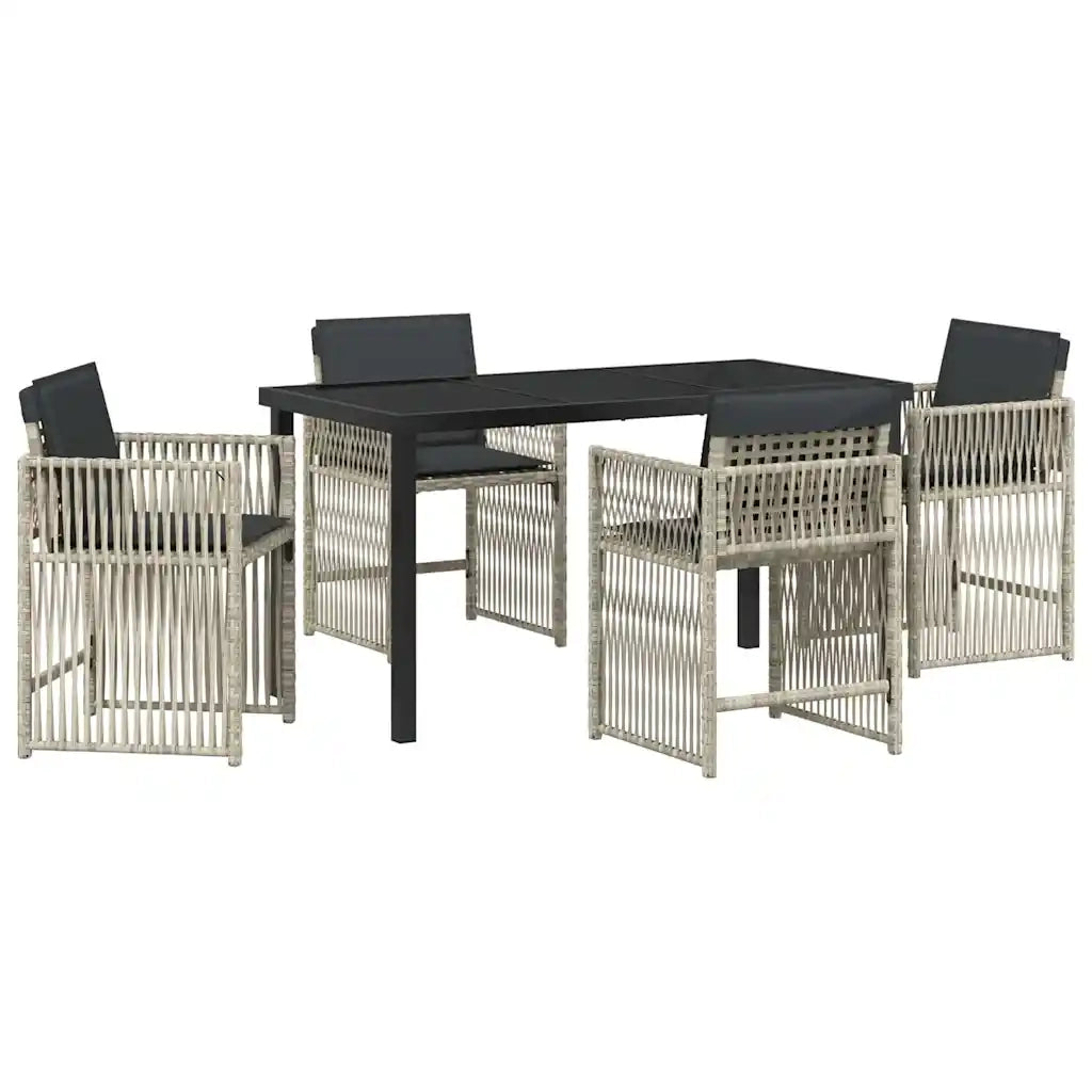 Set da Pranzo per Giardino 5 pcs Grigio chiaro