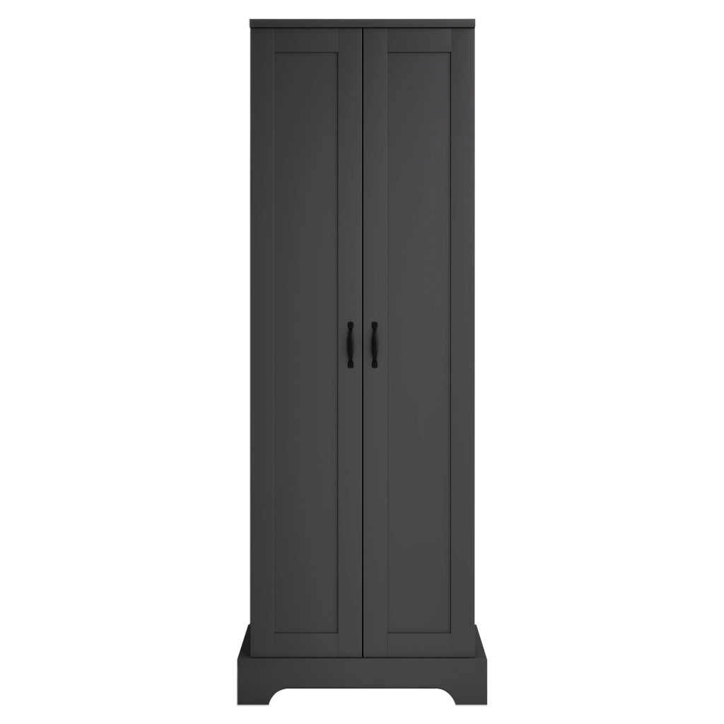 Mobile da bagno, mobile alto, design a doppia anta, ripiani regolabili, nero
