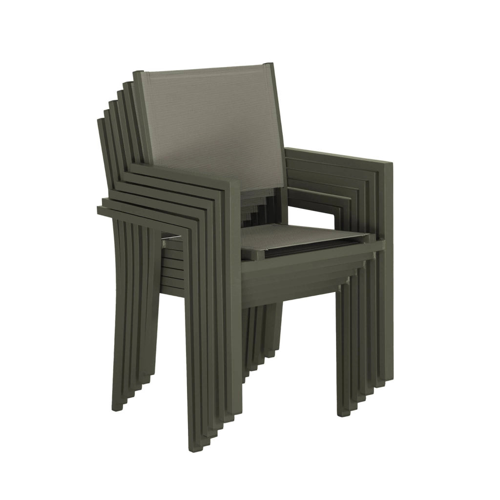 Set tavolo da giardino in alluminio e textilene con 6 sedie, verde