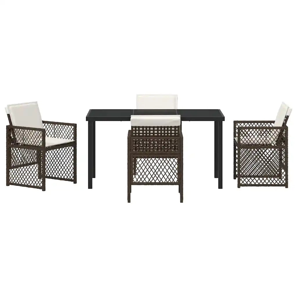 Set da Pranzo per Giardino 5 pcs Marrone polyrattan