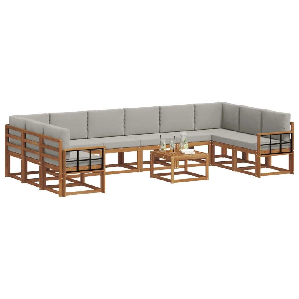 Set di divani da esterno 11 pcs Grigio Naturale e Chiaro 3367099