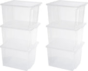 Scatola di archiviazione 30L - Set da 6 - Stivabile - Garage camera da letto soggiorno - Transparente - B42 x D355 x H265 cm box trasparente