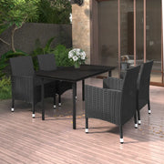 Set da Pranzo da Giardino 5 pz con Cuscini Polyrattan e Vetro 3099687