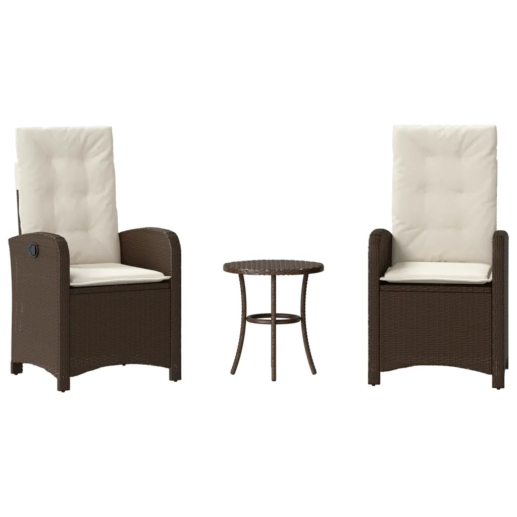 Set Bistrò 3 pz con Cuscini Marrone in Polyrattan 365178
