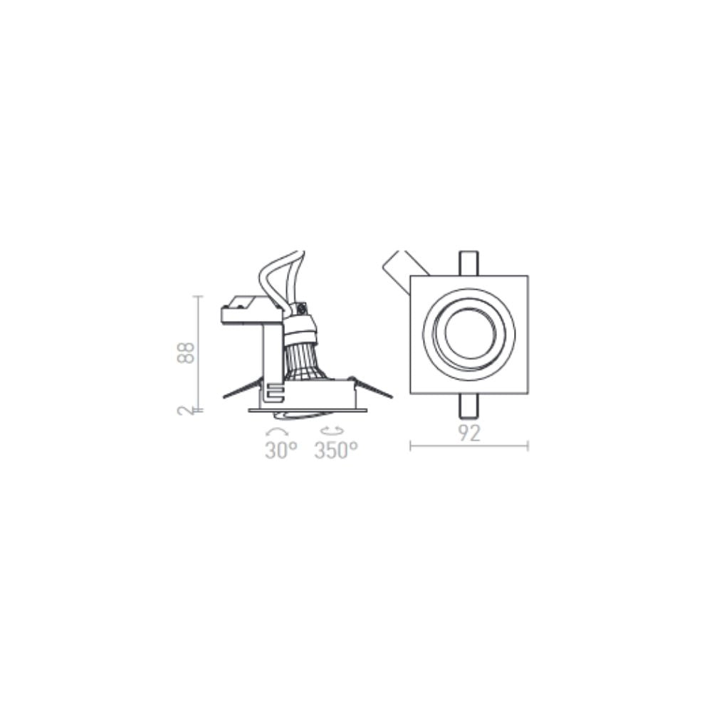 Faretto PASADENA GU10 SQ I da incasso nero 230V GU10 50W
