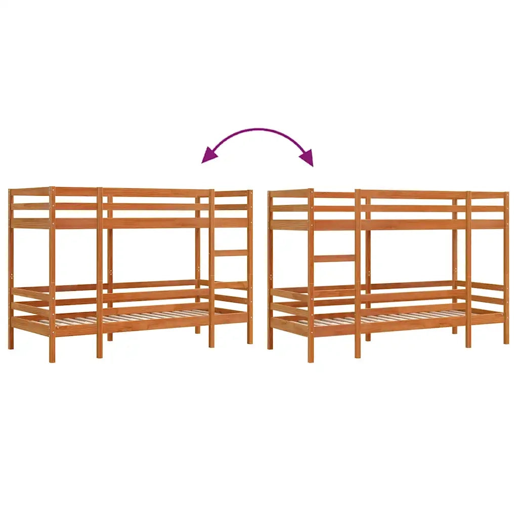 Letto singolo | Letto per adulti | Letto a Castello Marrone Cera 90x190 cm in Legno di Pino
