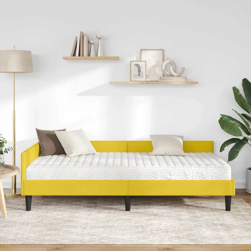 Struttura Letto Angolare con Materasso 2 pcs Giallo Velluto