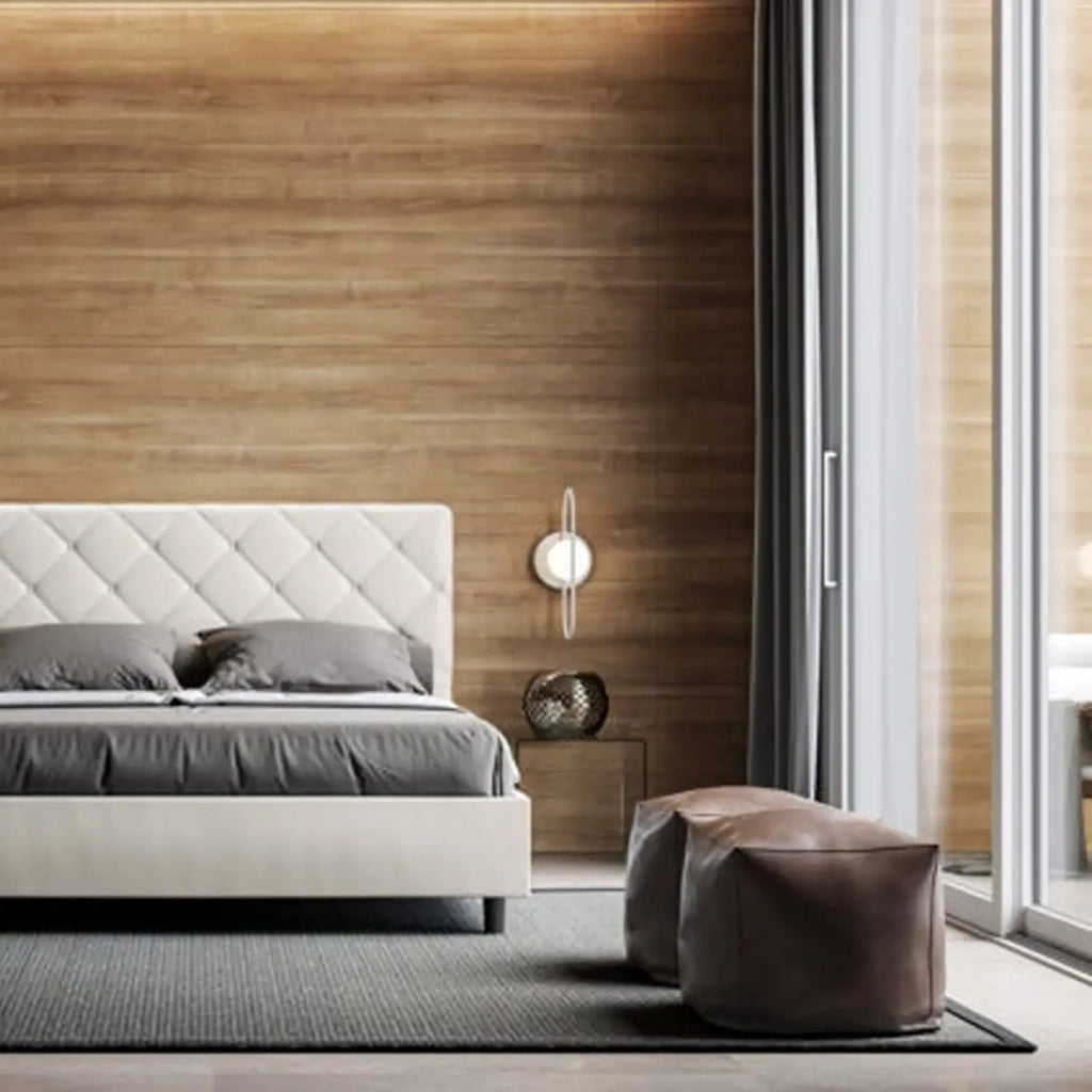 Letto matrimoniale contenitore imbottito 160x190 similpelle bianco Priya