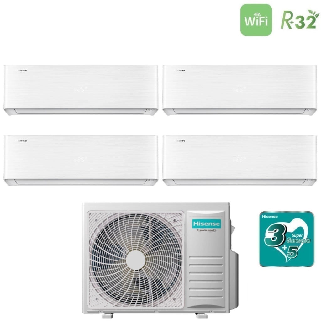 Climatizzatore Condizionatore Hisense Quadri Split Inverter serie ENERGY PRO X 9+9+9+12 con 4AMW81U4RJC R-32 Wi-Fi Integrato 9000+9000+9000+12000