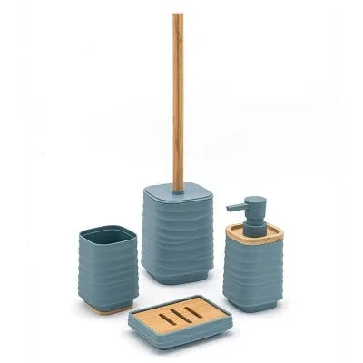 Scopino WC da appoggio turchese cobalto in abs e bambù Wave