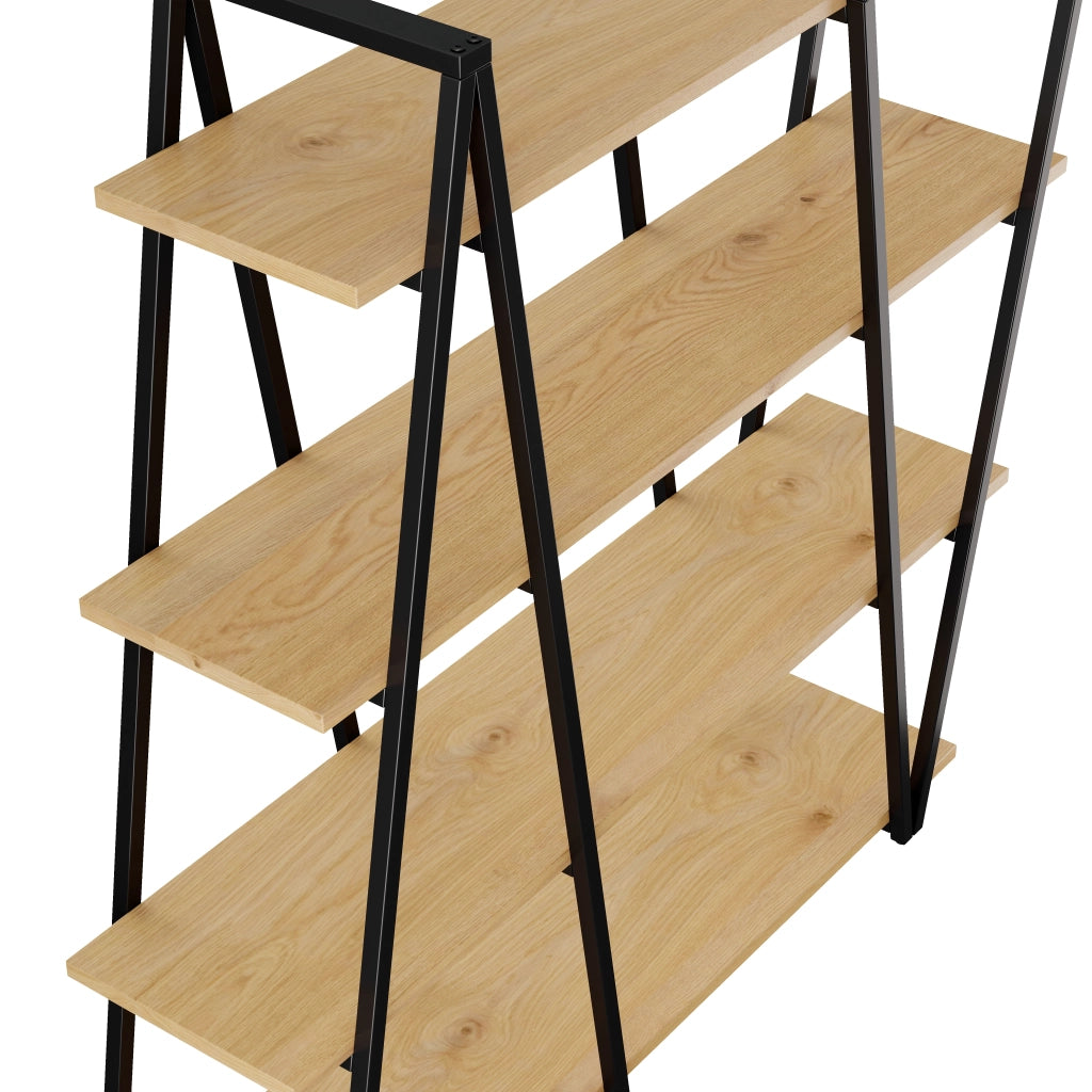 SCAFFALE Geometrico 158x35x166 cm MDF e Metallo Nero Marrone a 4 Ripiani