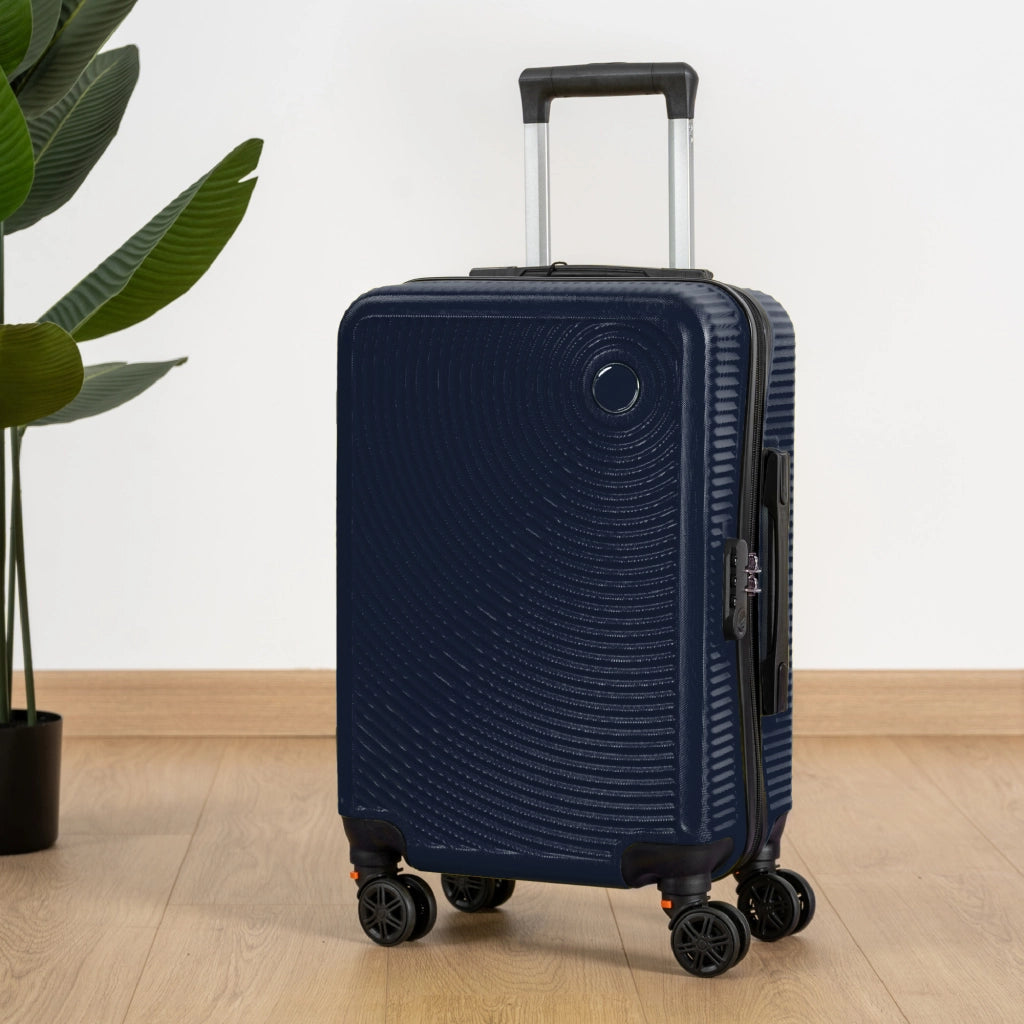 Trolley Bagaglio Mano Rigido 54x33x22 Piccolo Ultraleggero Valigia In Abs Con 4 Ruote Rimovibili Manico Chiusura Di Sicurezza Per Compagnie Low Cost Economy Zaino Da Viaggio Blu Navy