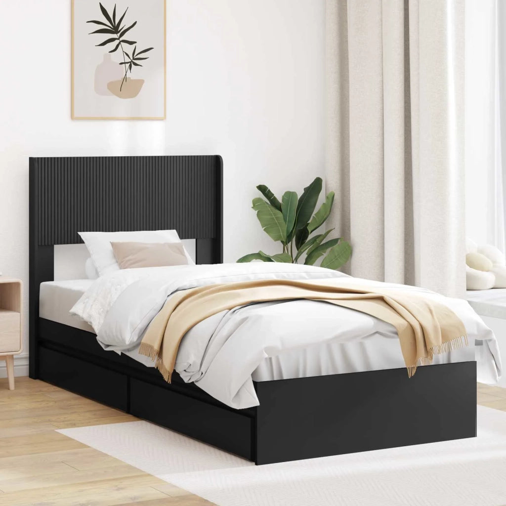 Struttura del letto con stoccaggio e testata Nero 100 x 200 cm 3414408
