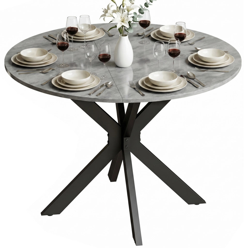 Tavolo da pranzo allungabile rotondo pieghevole ¨C Minimal ¨C cemento grigio 90x200