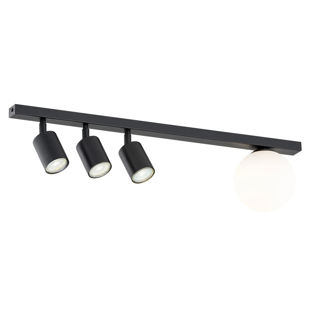 Plafoniera Minimal 4 Luci Sobek In Acciaio Nero E14+Gu10