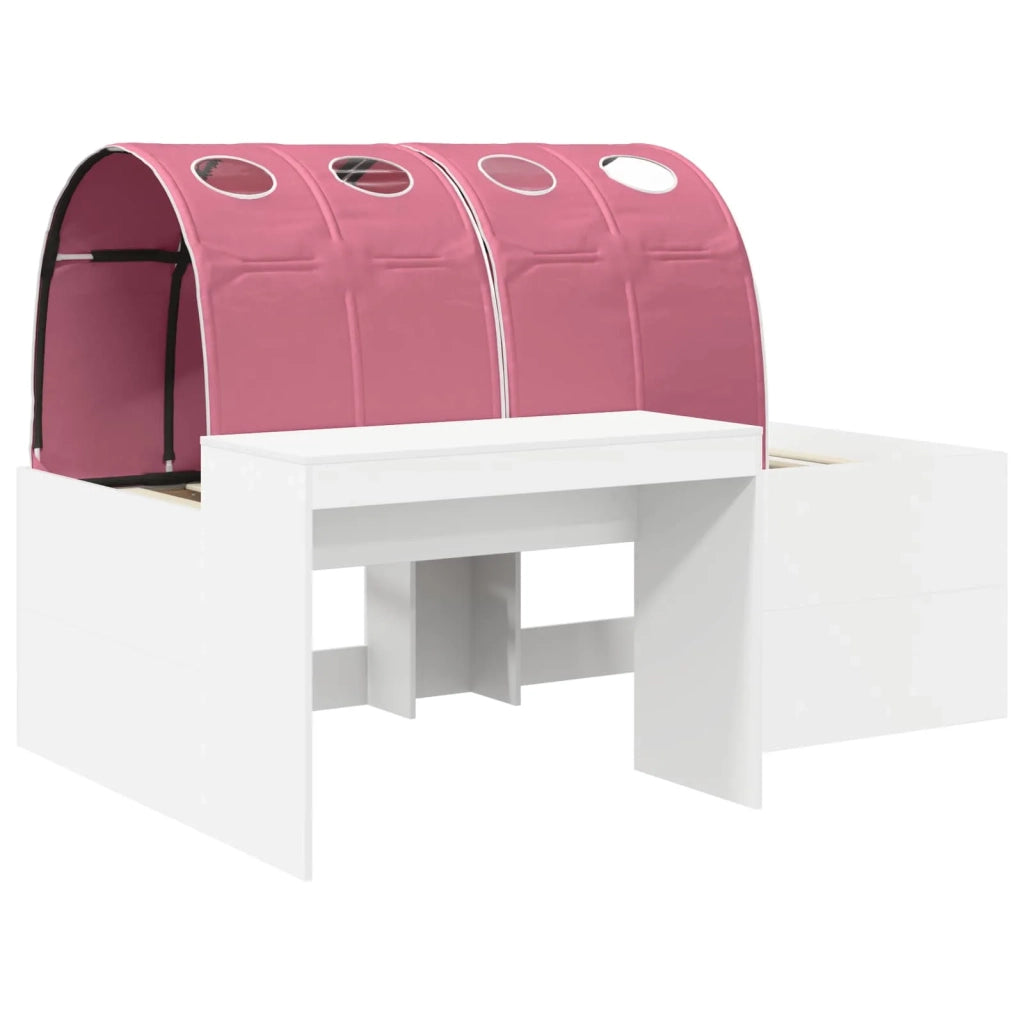 Letto alto per Bambini | Letto Infantile | Lettino con scrivania Bianco e Rosa