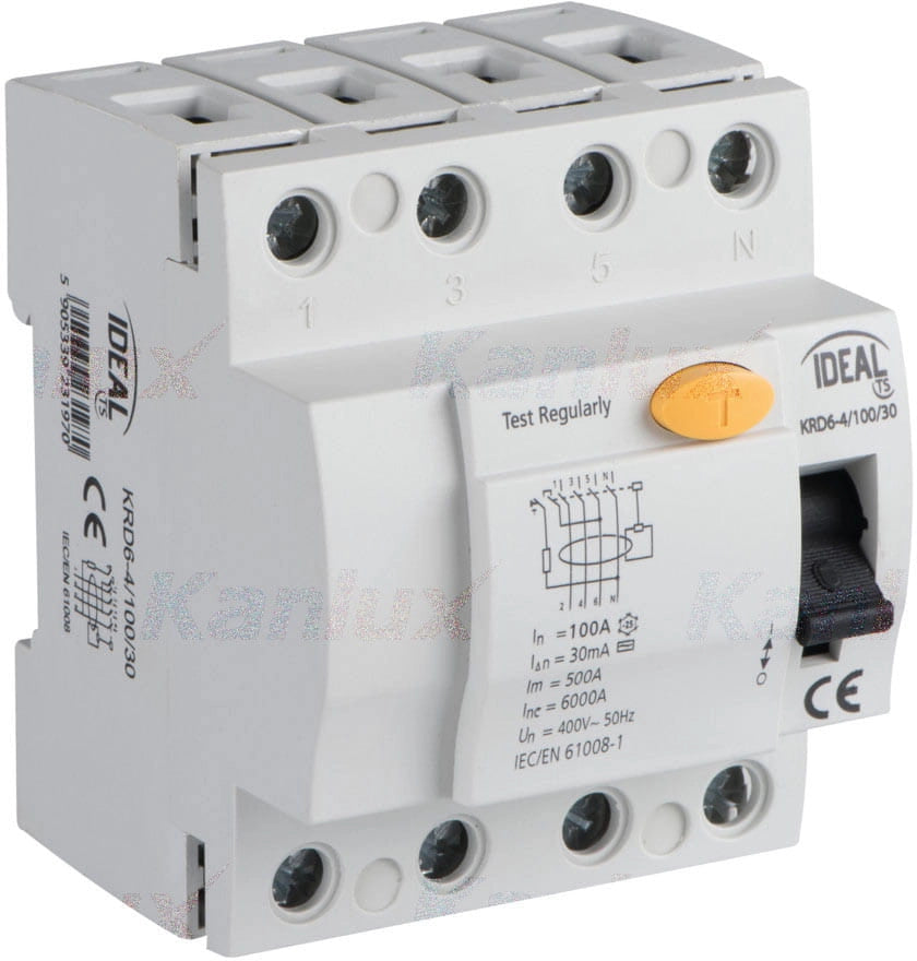 Interruttore differenziale 4P TH35 Kanlux KRD6-4