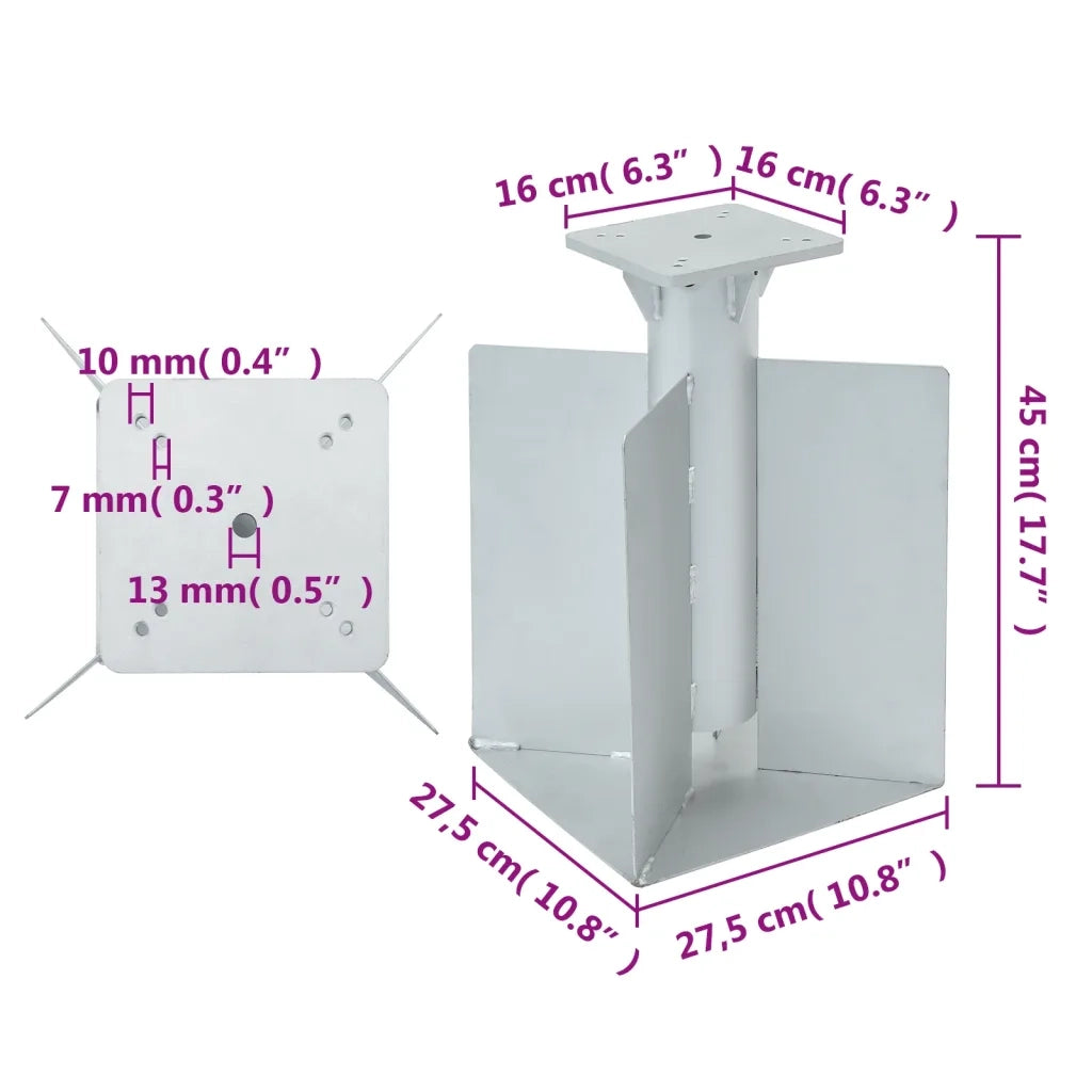 Base per Ombrellone Interrata Argento 27,5x27,5x45 cm Acciaio 4003368