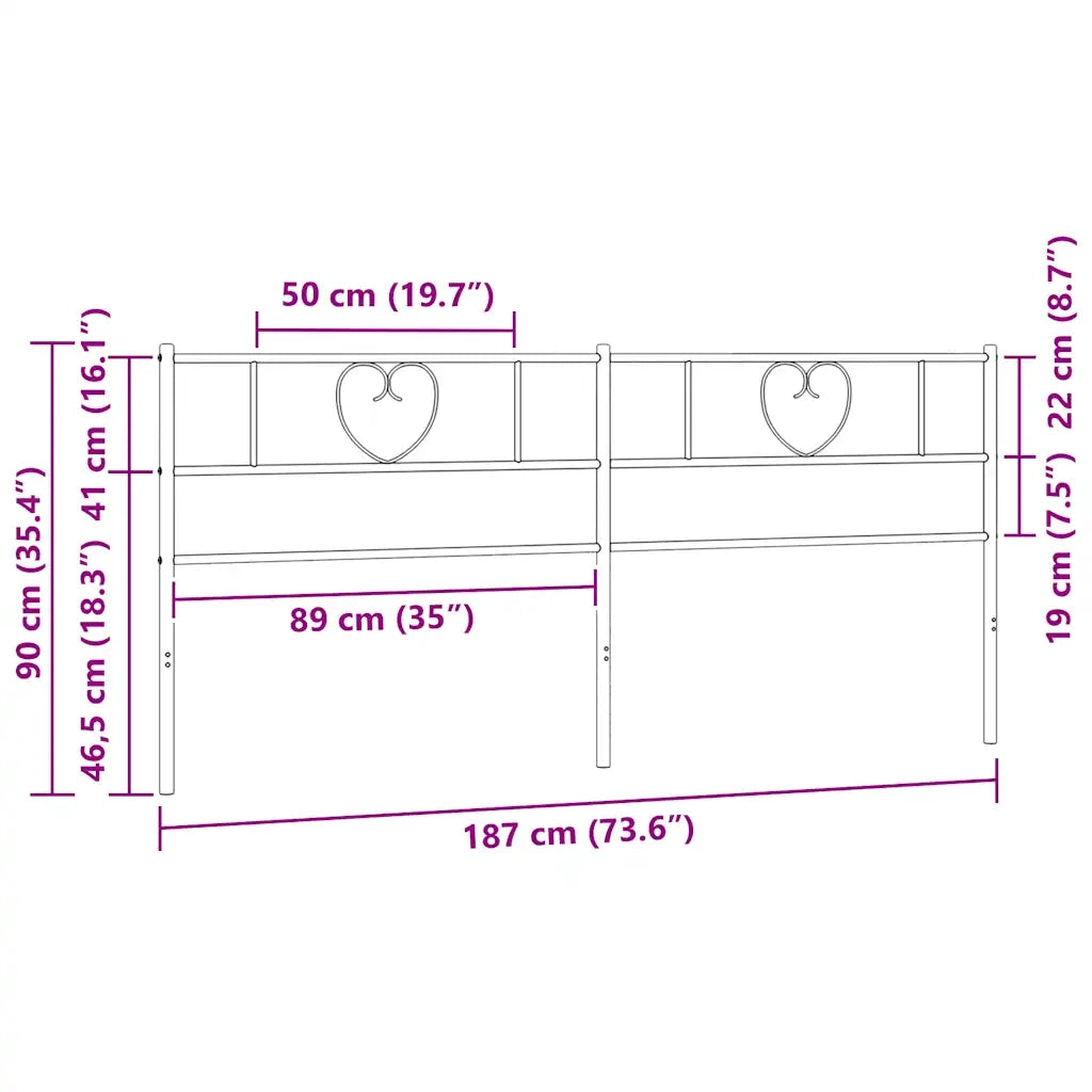 Testiera di Ricambio in Metallo Nero 180 cm 355499