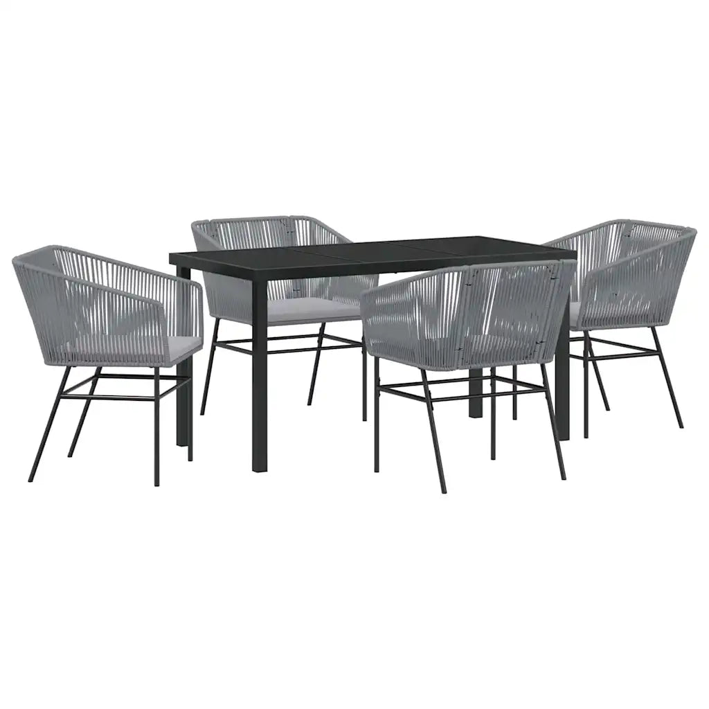 Set da Pranzo per Giardino con cuscino 5 pcs Grigio