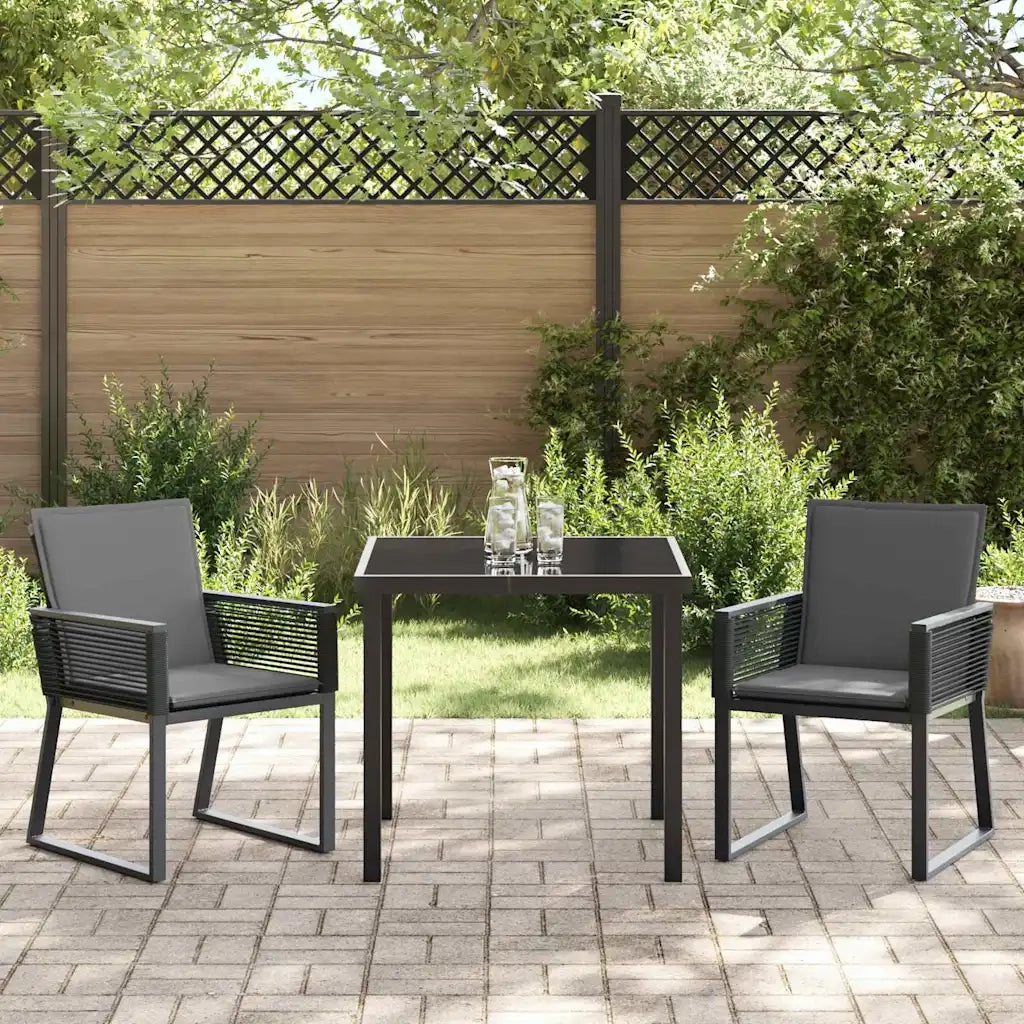 Set da Pranzo per Giardino 3 pcs Nero