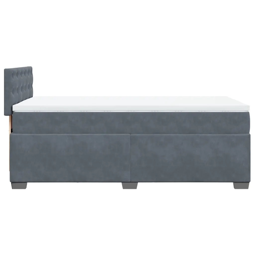 Letto a Molle con Materasso Grigio Scuro Singolo in Velluto