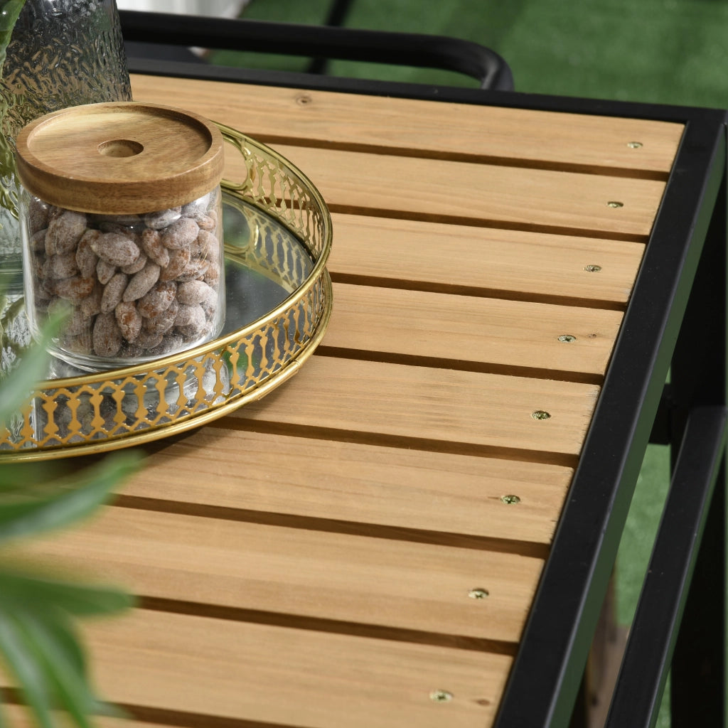 Carrello da servizio stile industriale ¨C Xylo ¨C 3 ganci, 1 ripiano, 107x65x80 cm, nero e naturale