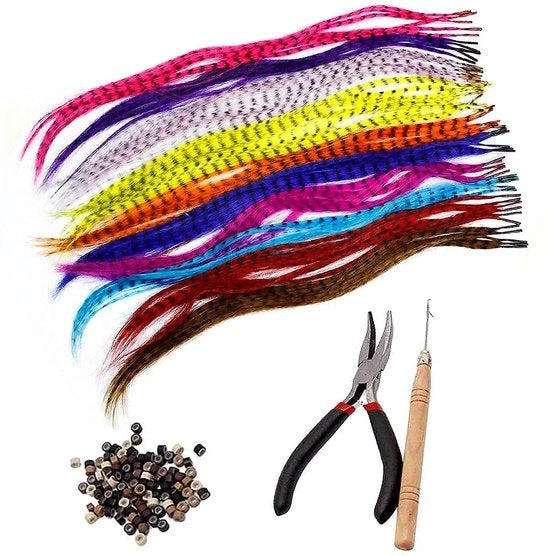Set di estensioni capillari 52 colori - estensioni capillari sintetiche - 100 perle di gel di silice - plissé/attacchi - aspetto chiaro/naturale - facile da usare - estensioni capillari
