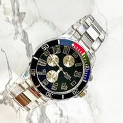 Trade Shop - Orologio Polso Coss Uomo Analogico Quarzo Water Resistant Silver Quadrante Nero -