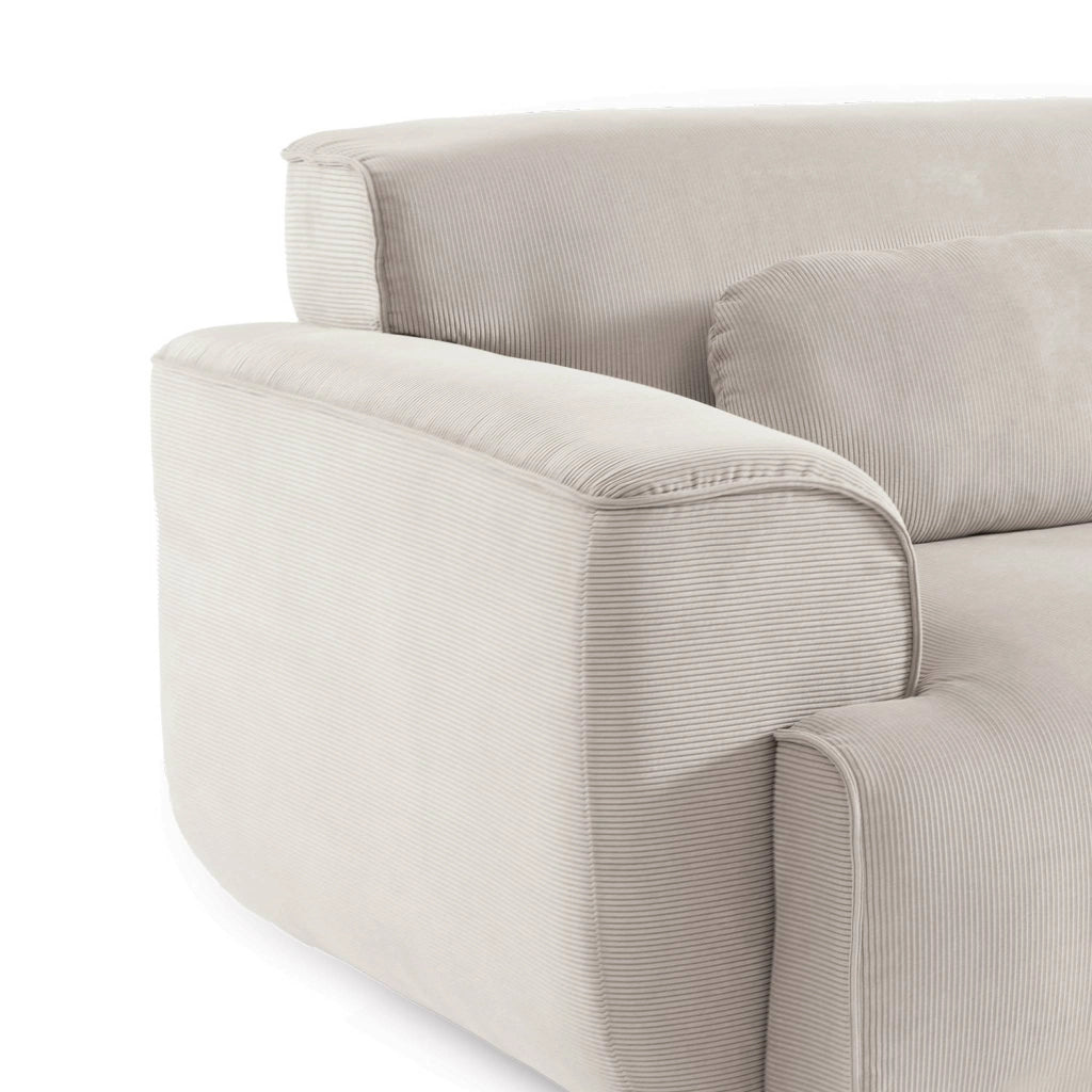 Divano in velluto a coste fini, 3 posti, beige grigio