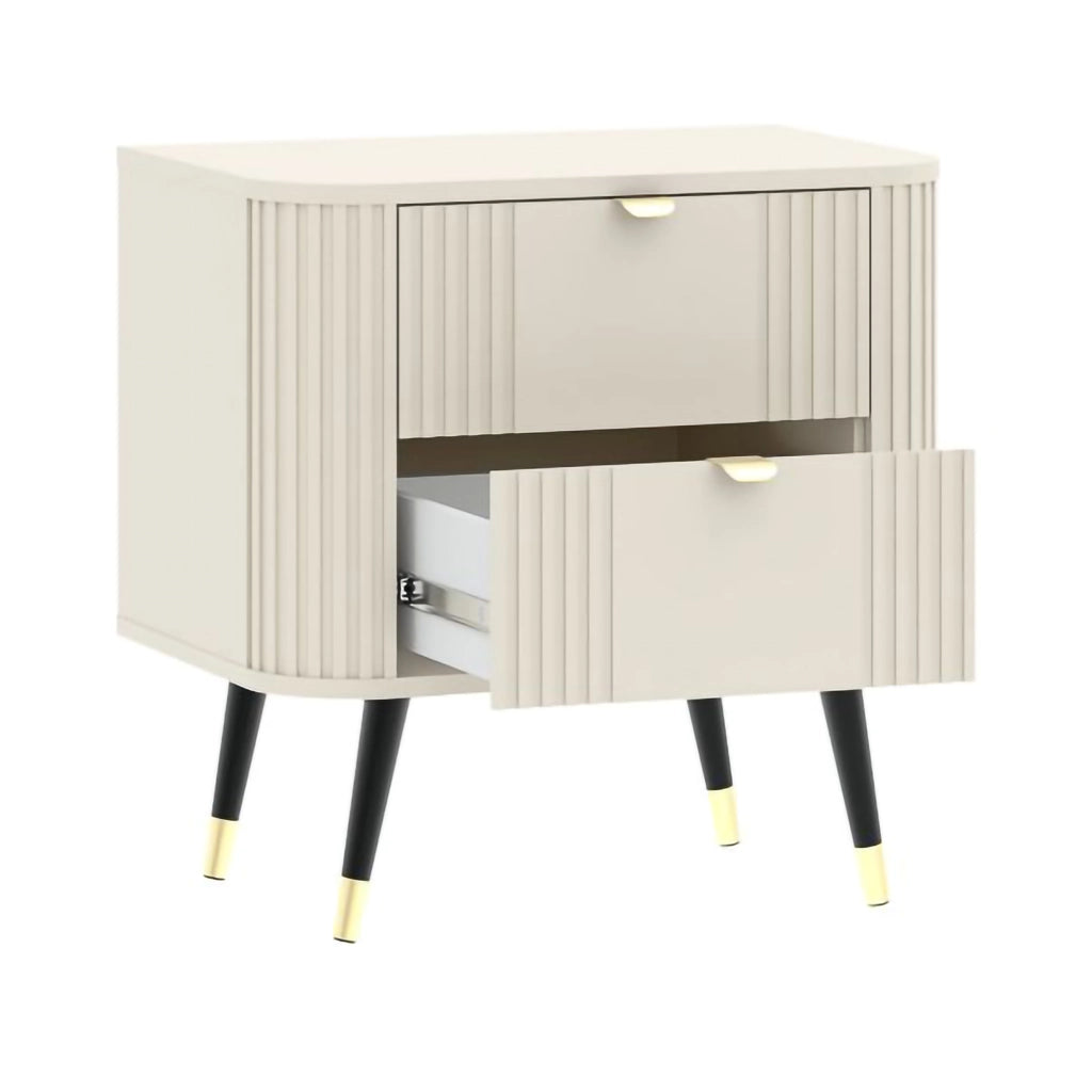 Lelitira, Comodino 2 Cassetti, 40x59x60h cm Beige Cashmere