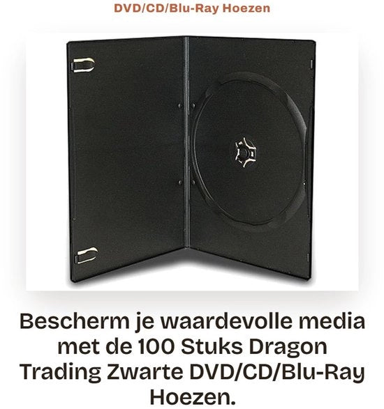 Hoezen per 100 unità per protezione di DVD/CD/Blu-Ray - Hoge qualità - Ideali per l'archiviazione - Adatti per dispositivi di riproduzione multimediale - Colore nero