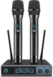 Set di Microfoni a Mano con Microfono Wireless - 300m di Raggio per Karaoke e Eventi