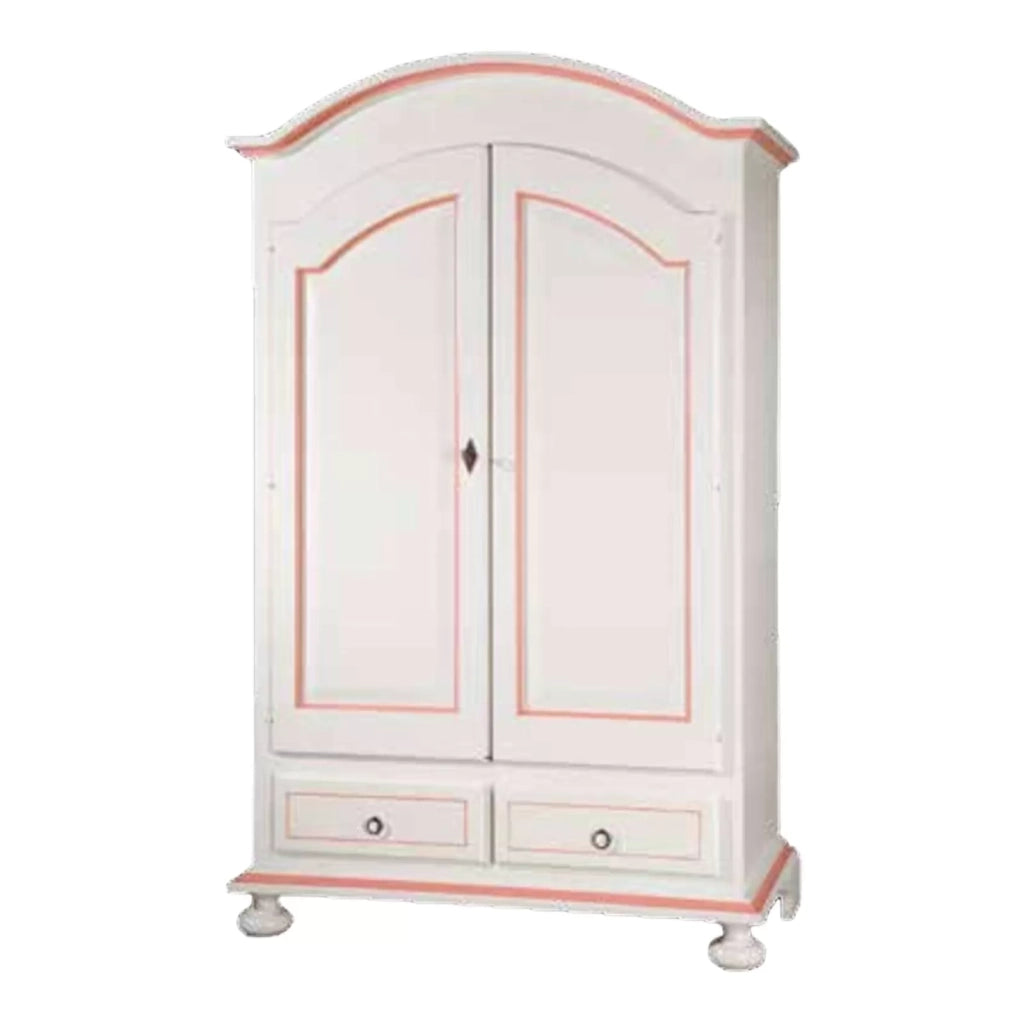 Armadio 2 ante legno shabby bianco e rosa 125x61x200 - Mobili 2G