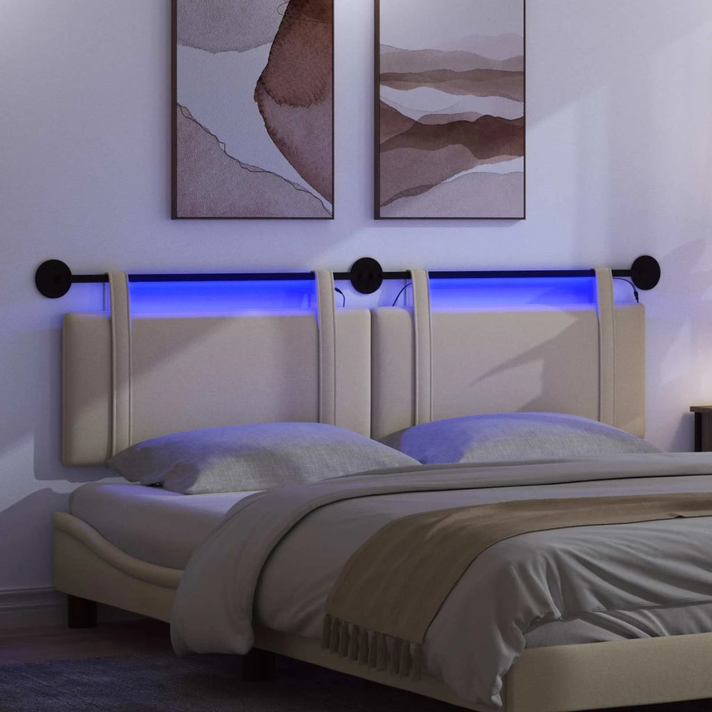 Testiera sospesa Con luce LED Crema Tessuto 3424004
