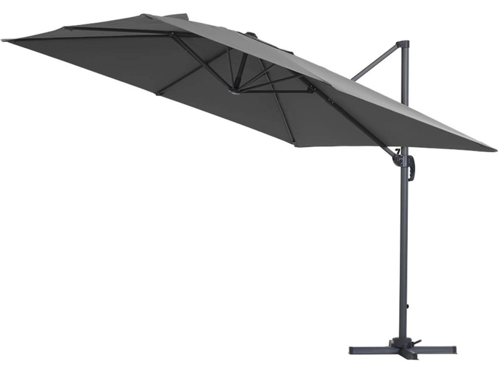 Parasole decentrato da giardino Alu "Sun 3" - Quadrato - 3 x 3 m - Grigio + fodera di copertura protettiva