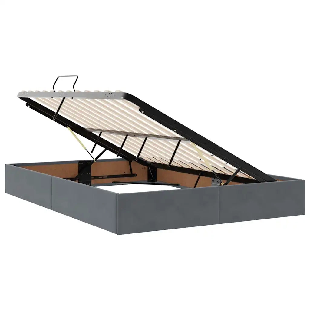 Letto con contenitore e materasso Grigio scuro 140 x 190 cm