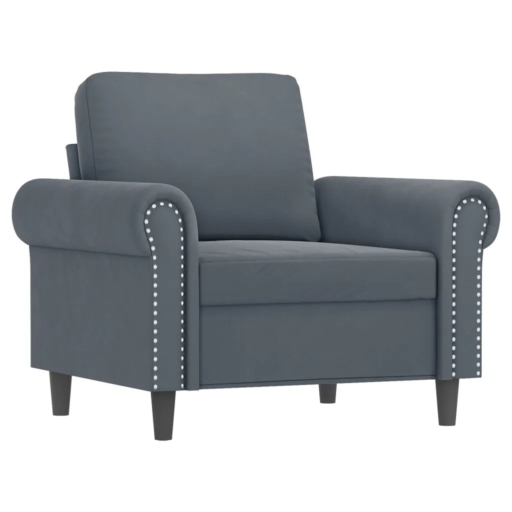 Set di Divani 4 pz con Cuscini Grigio Scuro in Velluto