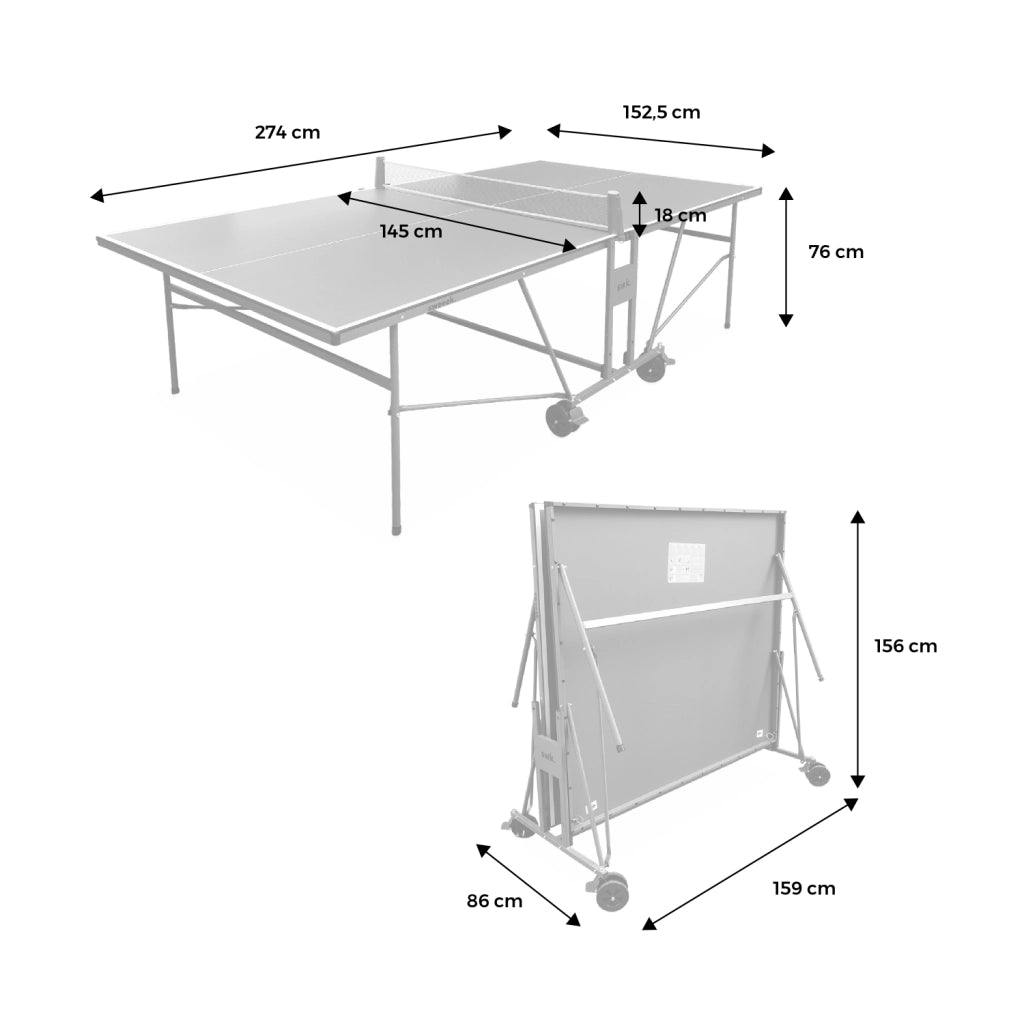 Tavolo da ping pong pieghevole da interno con 4 racchette e 6 palline,