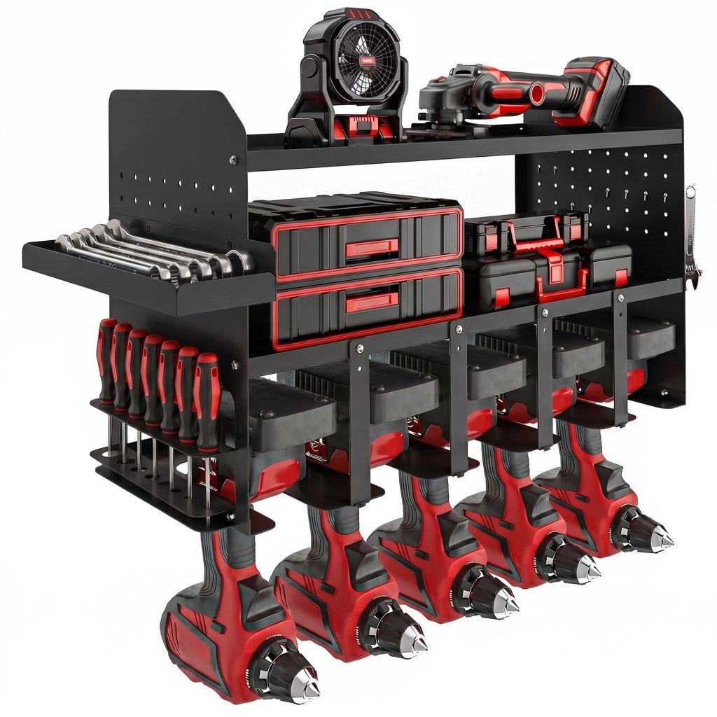 Organizzatore per attrezzi da giardino 2 livelli ¨C Minimal ¨C 61.8x23x32.7cm Nero
