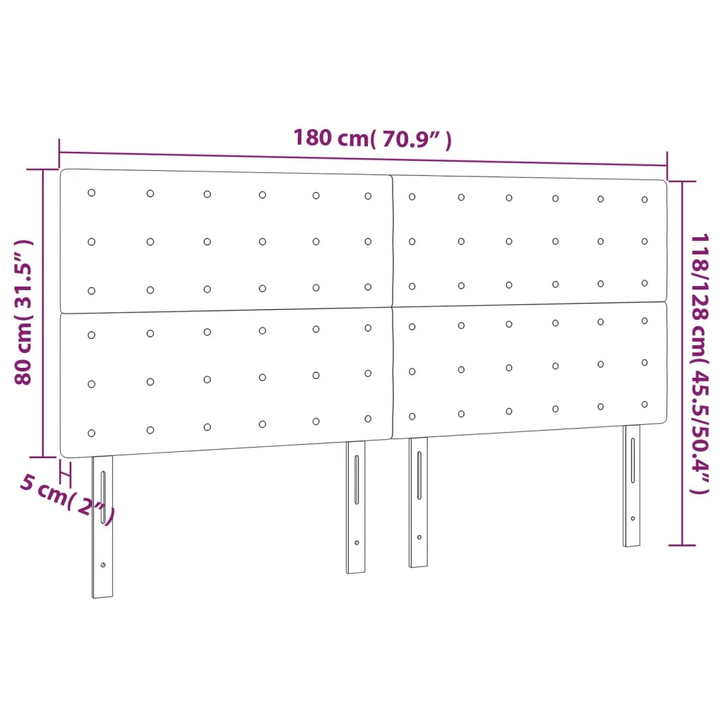 Testiera a LED Marrone Scuro 180x5x118/128 cm in Tessuto 3122875